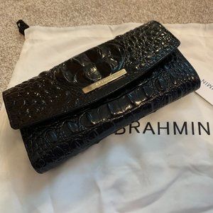 Brahmin Black Melbourne  Checkbook Wallet, registration card, like new with tags